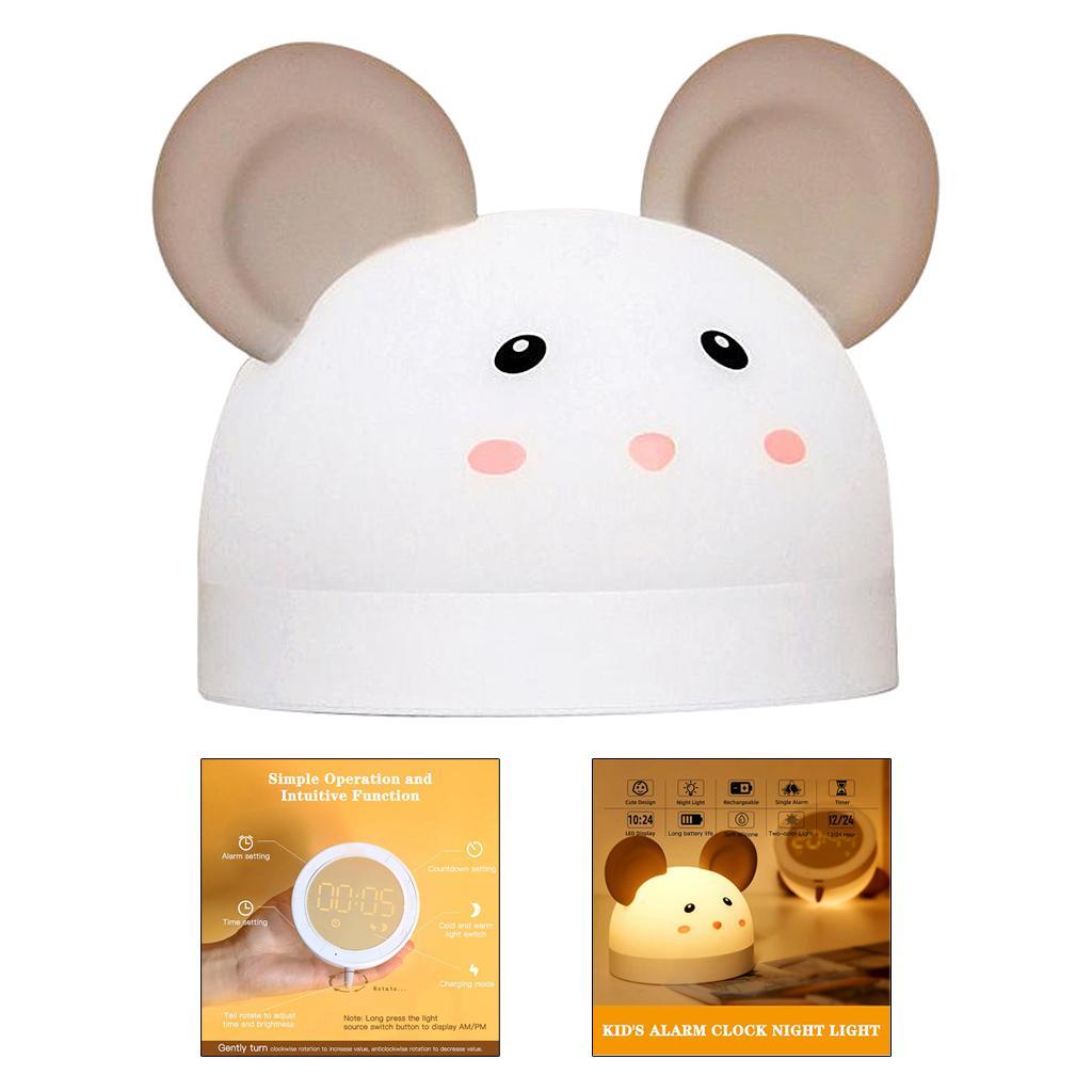 Modern LED Kids Digital Alarm Clock Table Rechargeable Nightlight