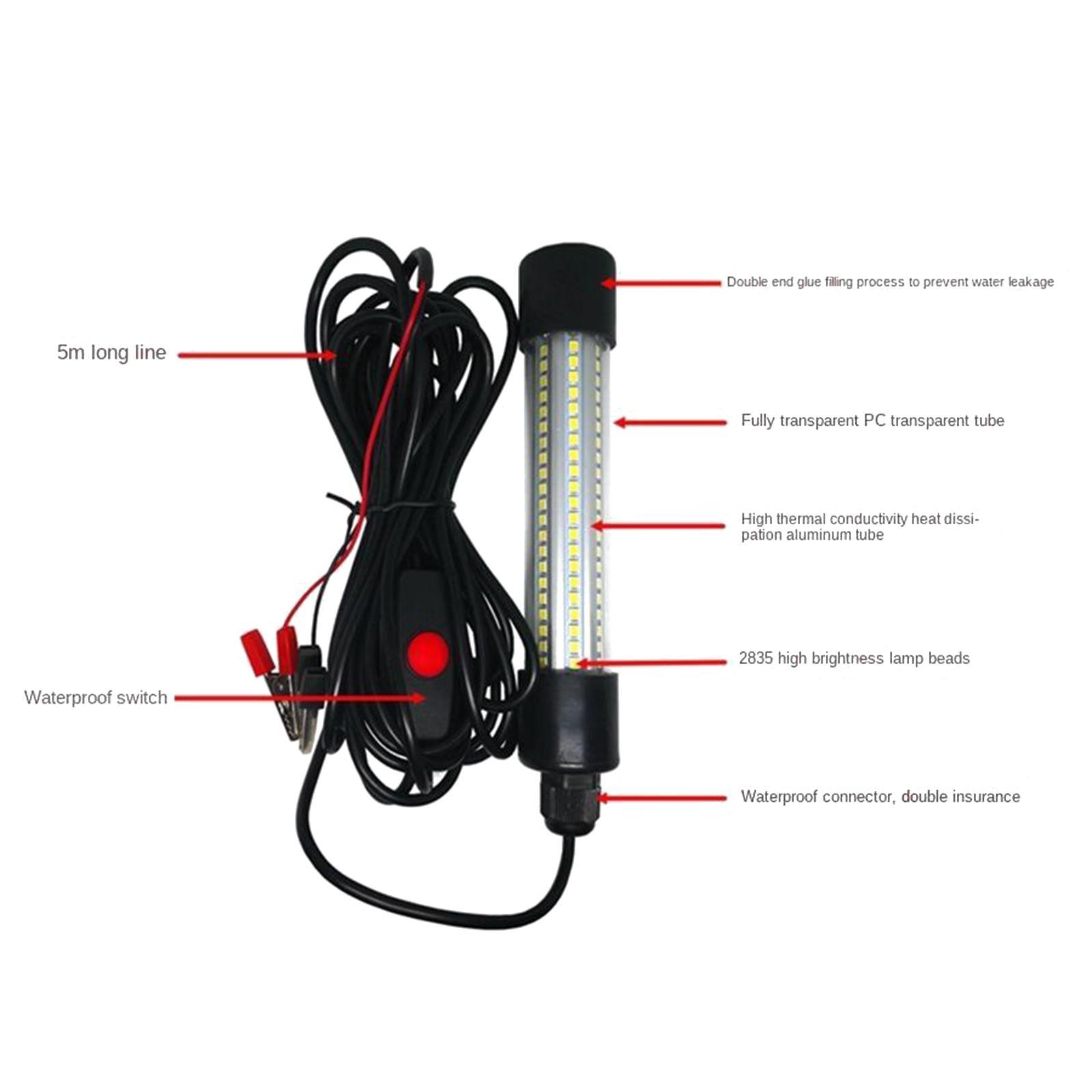 12V LED Underwater Submersible Fishing Light Squid Attract Lamp White