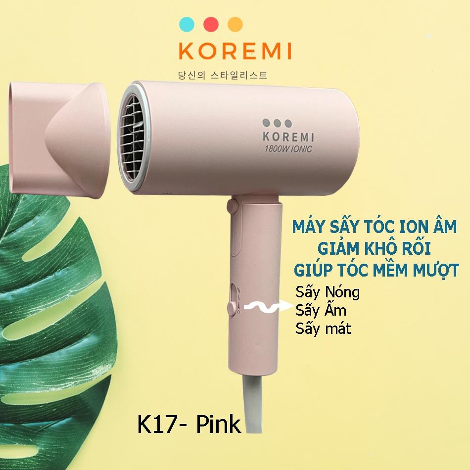Máy sấy tóc cao cấp sấy nóng lạnh chuẩn salon công suất 1800W sấy tóc Koremi có ion âm bảo vệ tóc