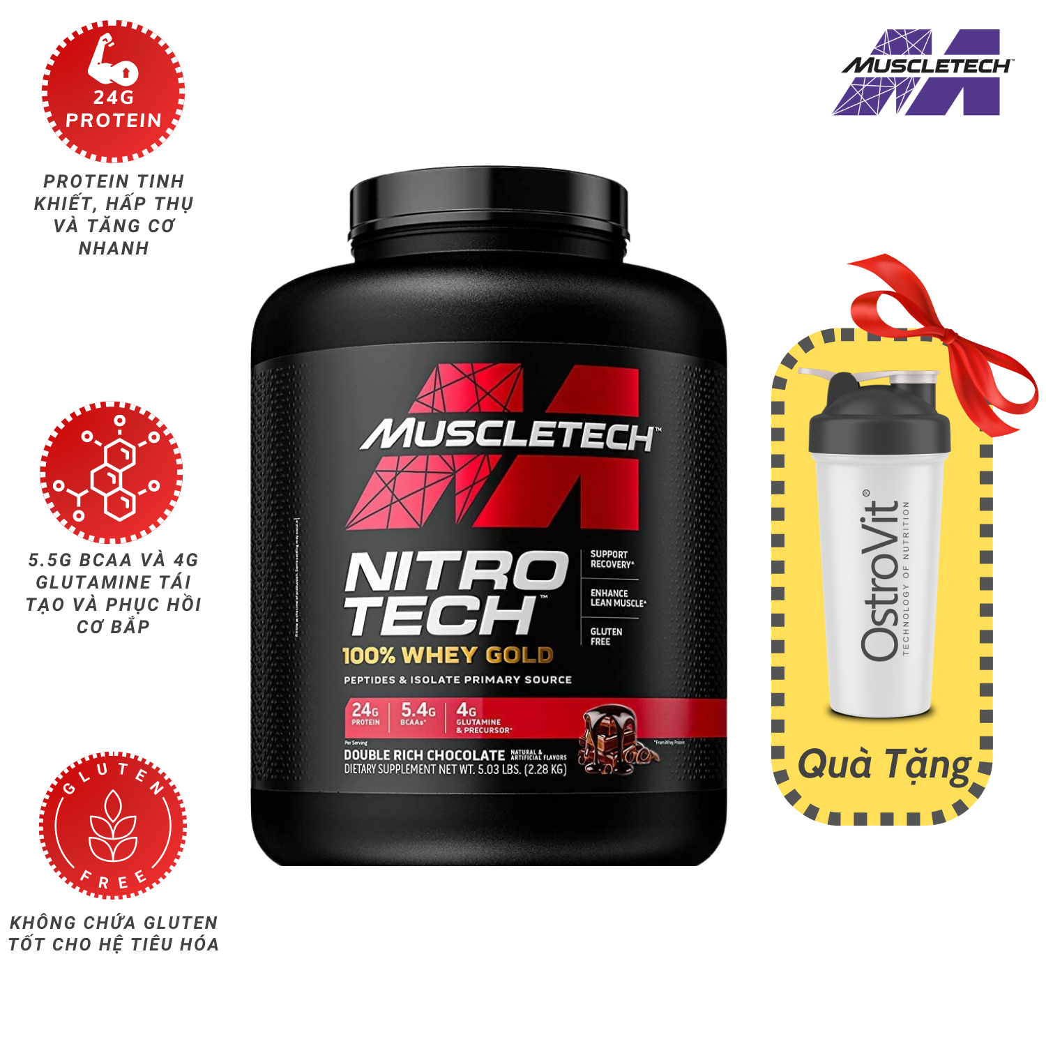 Nitro Tech 100% Whey Gold 5.5 Lbs - Sữa tăng cơ Muscletech nitrotech whey gold