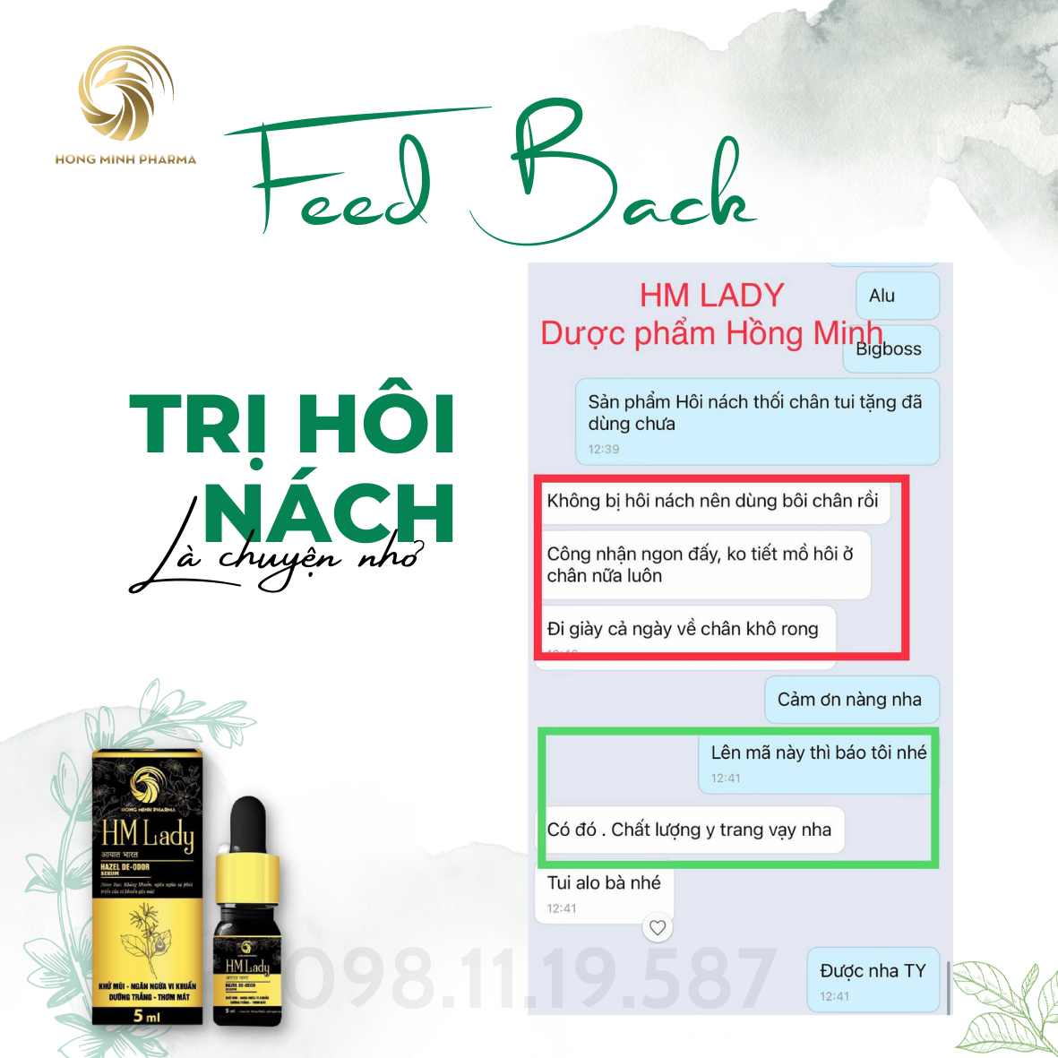 Serum Khử Mùi HM Lady Chính Hãng - Khử Hôi Nách, Hôi Chân, Làm Sáng Vùng Da Nách Bẹn