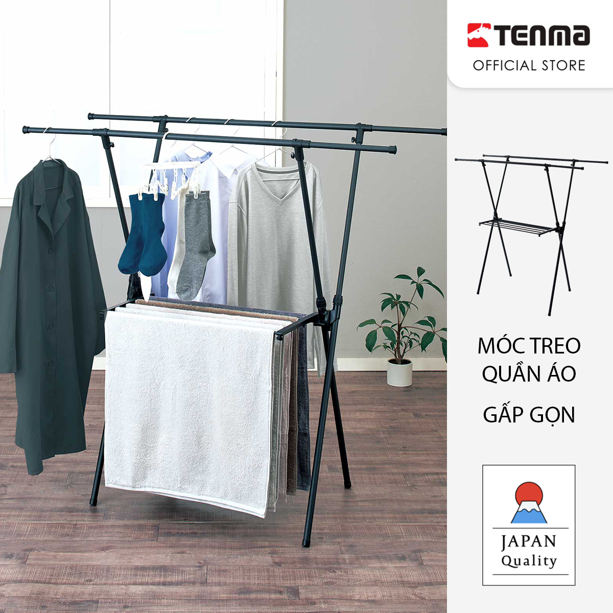 Giá Phơi Quần Áo Bằng Thép Không Gỉ PSBK-05 TENMA, Dễ Dàng Tháo Lắp, Dễ Dàng Gấp Gọn Và Điều Chỉnh