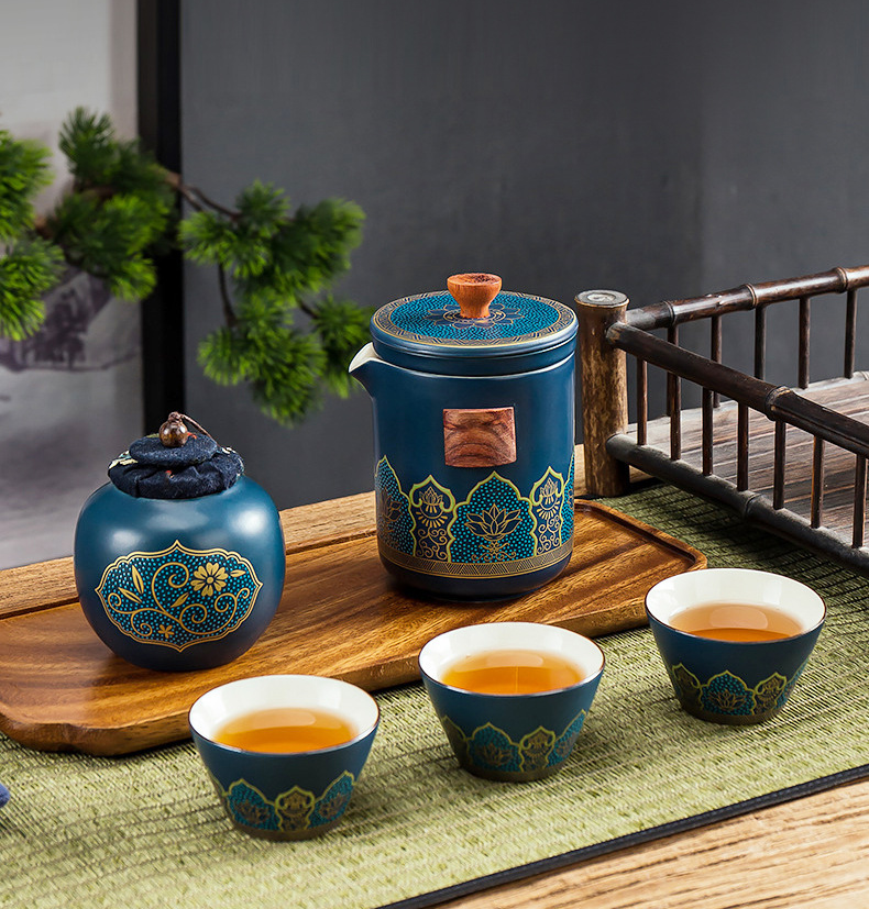 Bộ trà sứ du lịch tinh hoa Cofee drop set