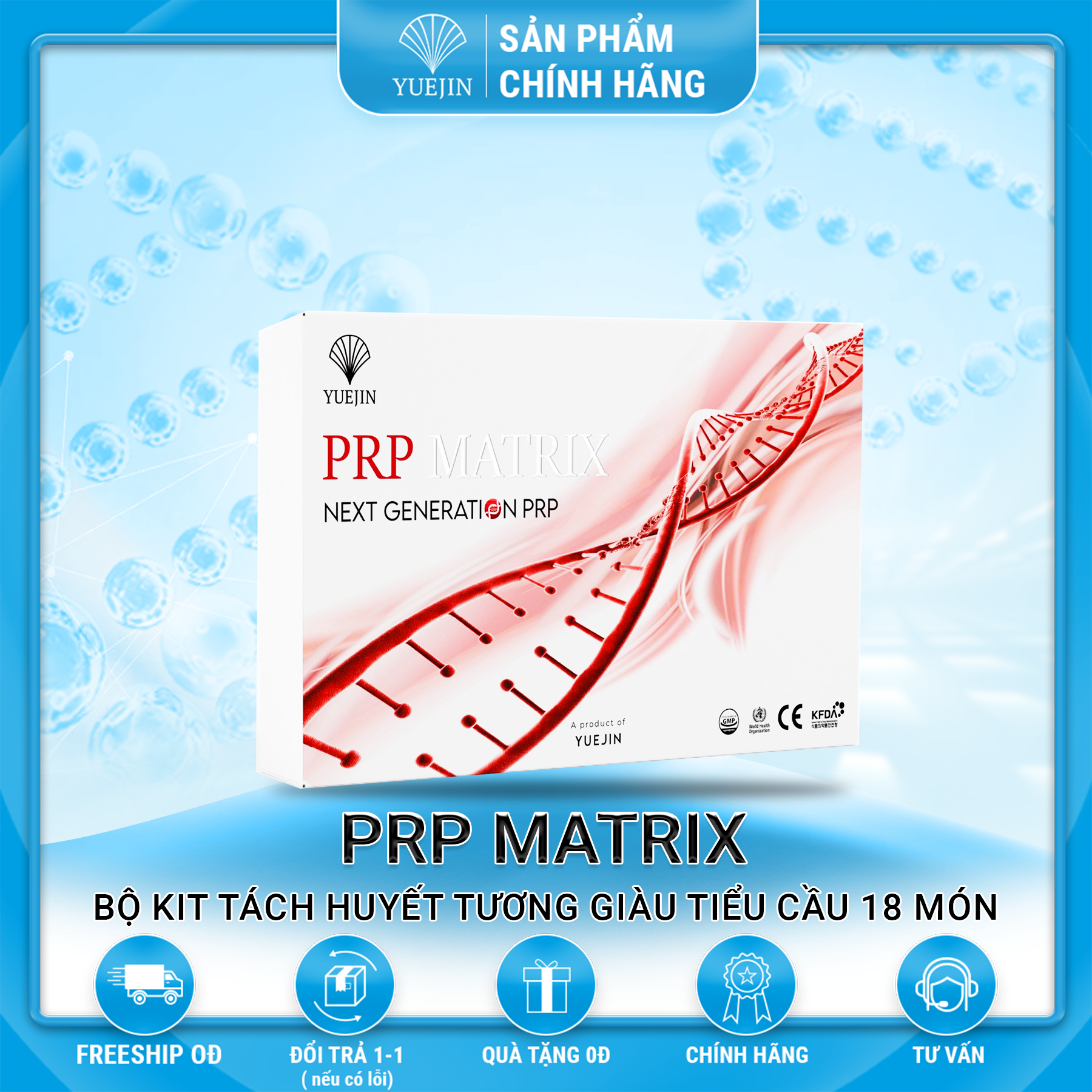 KIT PRP Matrix Yuejin - Bộ Kit tách huyết tương giàu tiểu cầu 18 món, có sẵn chất hoạt hóa (Hàng chuẩn công ty)