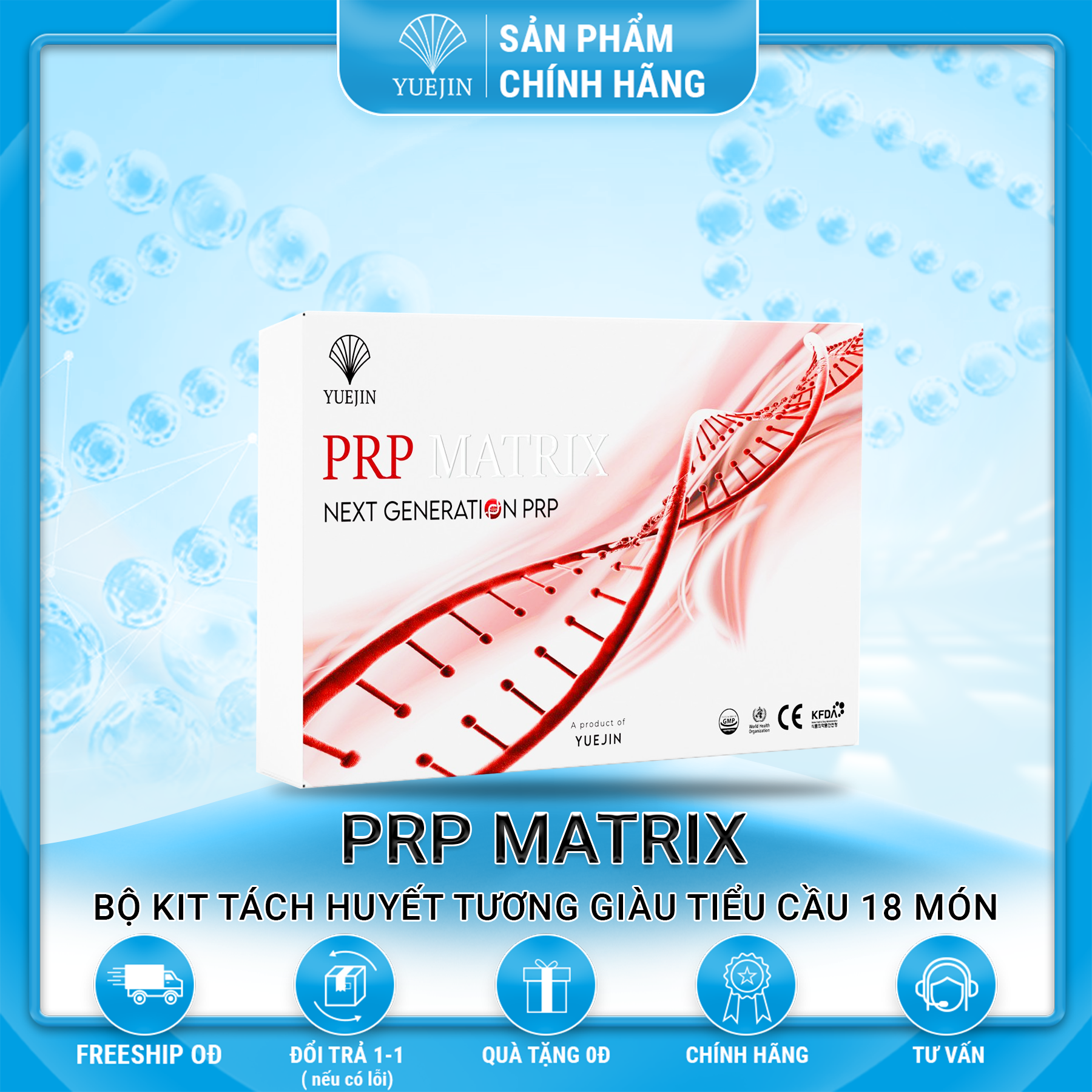 KIT PRP MATRIX - Bộ Kit tách huyết tương giàu tiểu cầu 18 món - Yuejin