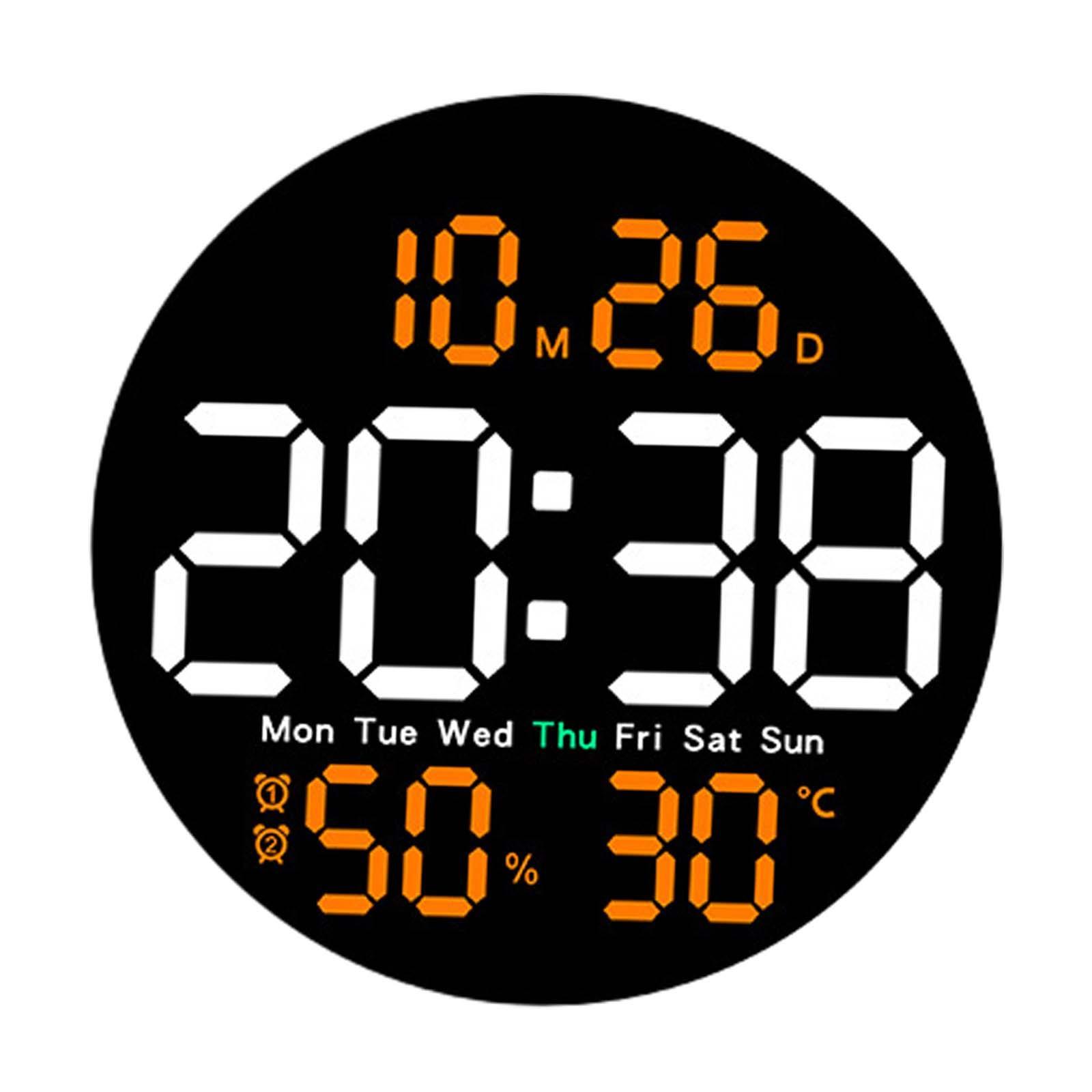 Digital Wall Clock Alarm Clock Hanging Adults Temperature/humidity Digital Clock Electronic Clock for Home Bedroom Study Room