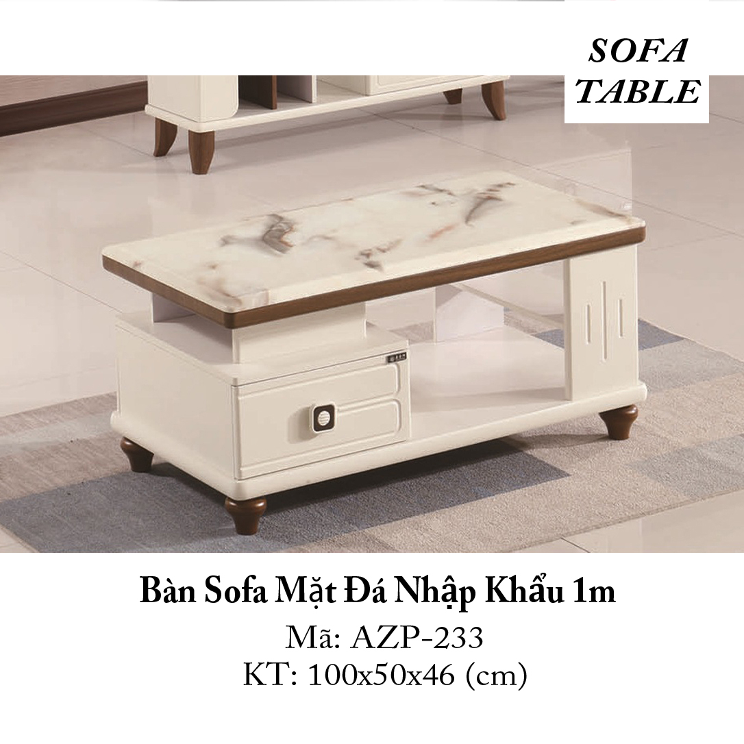 Bàn Sofa Mặt Đá Size 1.0m / 1 Ngăn Kéo / Dòng Cao Cấp - Hàng Nhập Khẩu AZP-T233-10