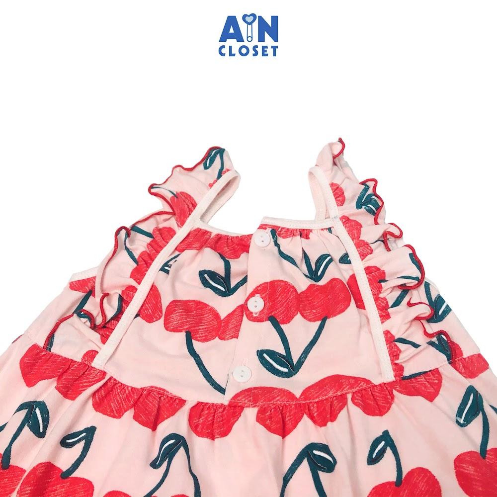 Đầm bé gái họa tiết Dây Cherry đỏ thun cotton - AICDBGTAVFBC - AIN Closet