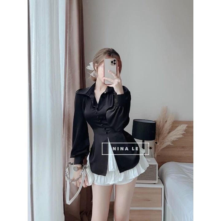 Siêu phẩm áo sơ mi nữ tay dài phồng phối nơ lưng cao cấp, sang chảnh thời trang nữ phù hợp cho quý cô công sở