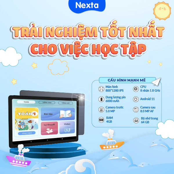 Máy tính bảng học tập thông minh Nexta Edutab Pro cho trẻ 9-12 tuổi - giải pháp học tập - quản lý thời gian cho trẻ - bảo hảnh 12 tháng