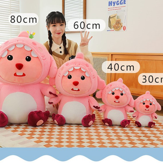 Thú nhồi bông loopy nón cá mập đáng yêu - Size từ 30cm đến 80cm - Quà tặng gấu bông hải ly cosplay cá mập êm mịn