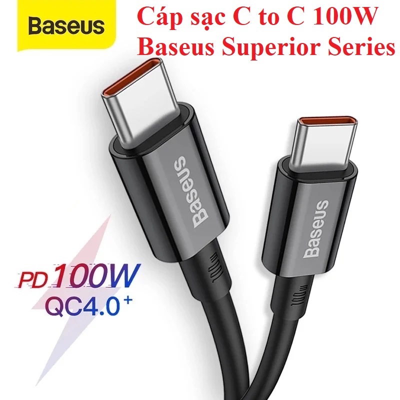 Cáp sạc C to C 100W Baseus Superior Series CATYS-B01 dài 1m _ Hàng chính hãng