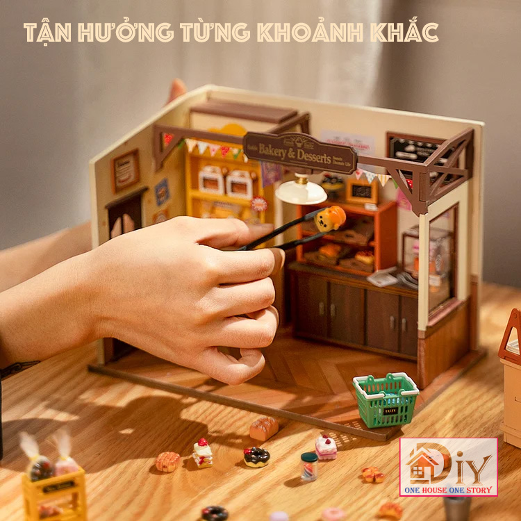 Nhà búp bê gỗ DIY Robotime Rolife | Becka's Baking House DG161 tự lắp ghép - Quà tặng trang trí sáng tạo