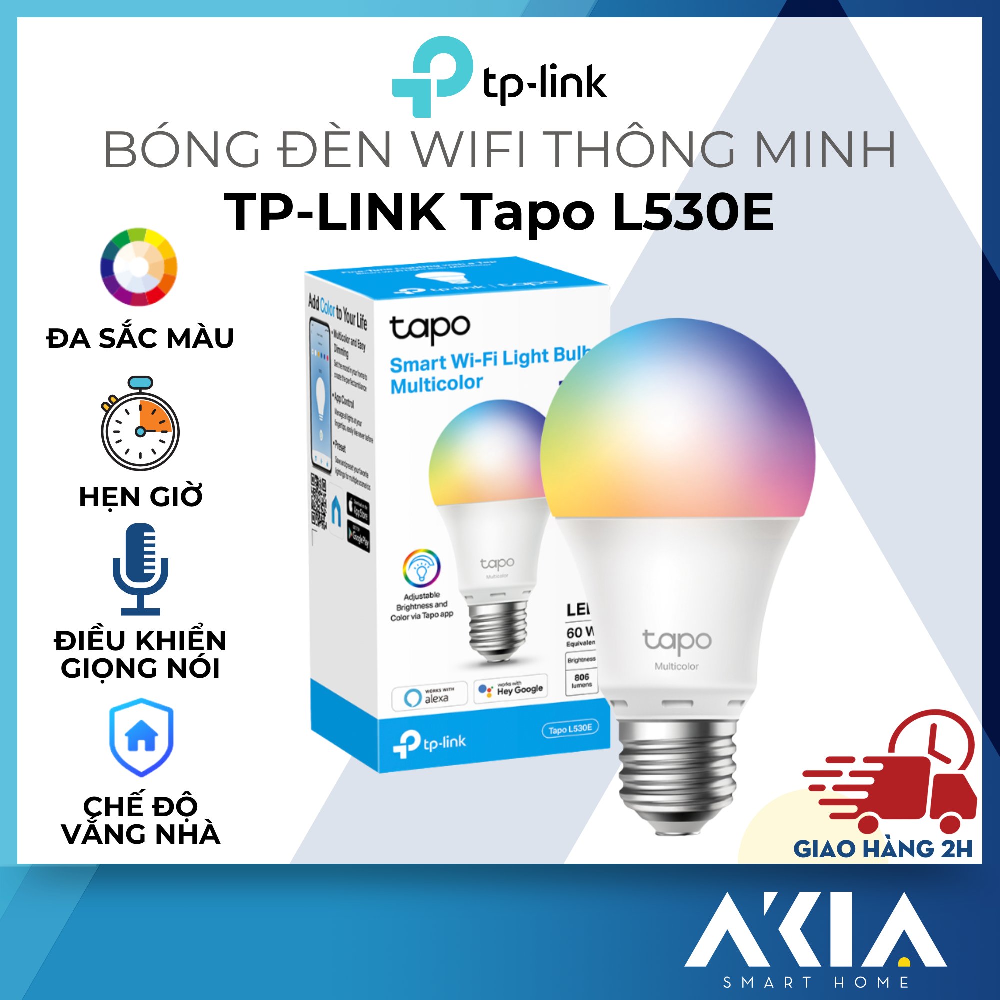 Bóng đèn thông minh TP-Link Tapo L530E - Đèn 16 triệu màu, điều chỉnh độ sáng và nhiệt màu từ xa qua app, điều khiển bằng giọng nói - Hàng chính hãng