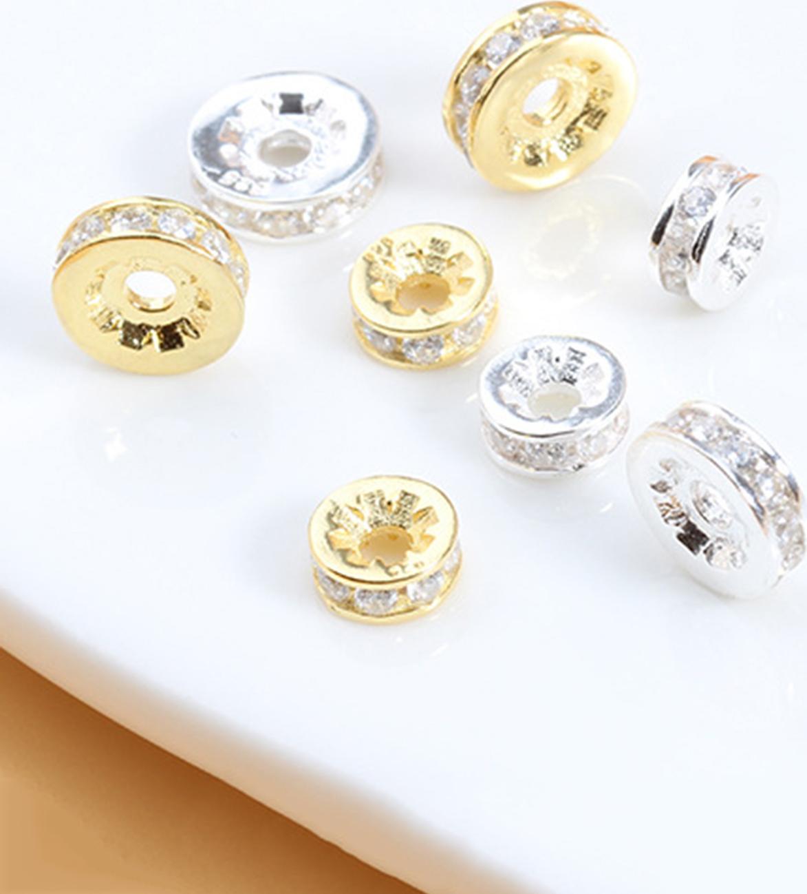 Combo 2 cái charm bạc vách ngăn hạt đính đá trang trí - Ngọc Quý Gemstones