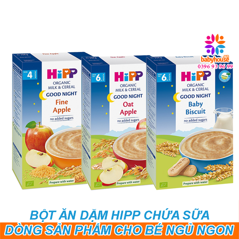 COMBO 2 BỘT ĂN DẶM HIPP chúc ngủ ngon Táo Tây và Yến Mạch Táo Tây