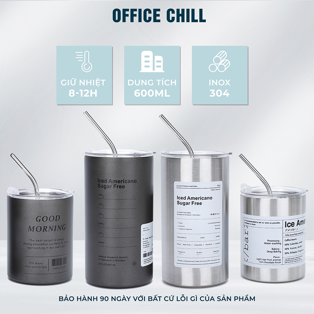 Ly Giữ Nhiệt Inox SUS 304 5 Lớp, Cốc Giữ Nhiệt Bán Chạy Có Ống Hút Cao Cấp Bảo Hành 90 Ngày