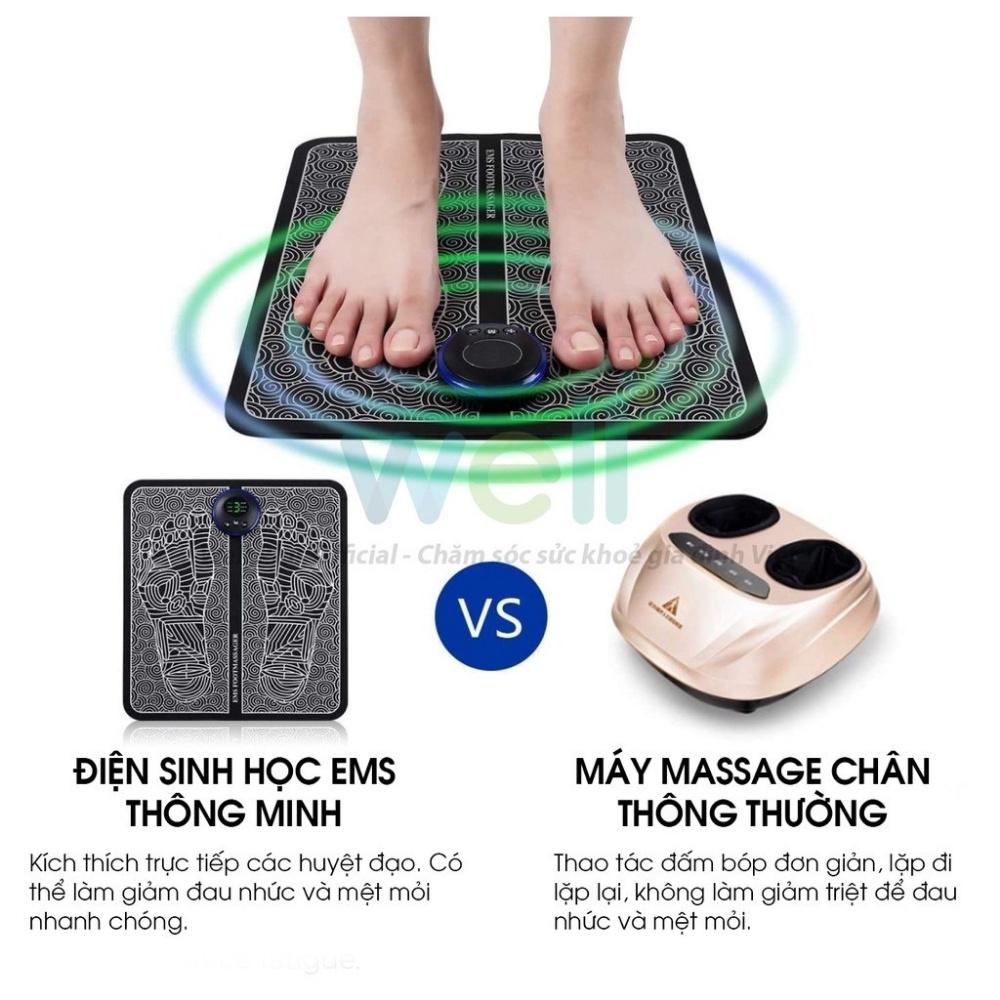 Thảm massage chân, máy massage chân xung điện EMS với 6 chế độ massage giúp bàn chân lưu thông khí huyết, giảm đau mỏi