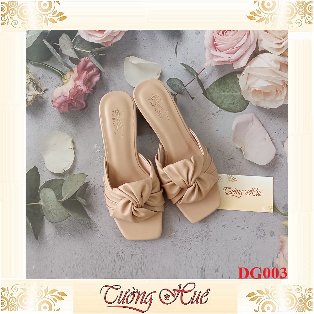 Dép Cao Gót Mũi Vuông Quai Nhún Gót Vuông Cao 3CM - DG003