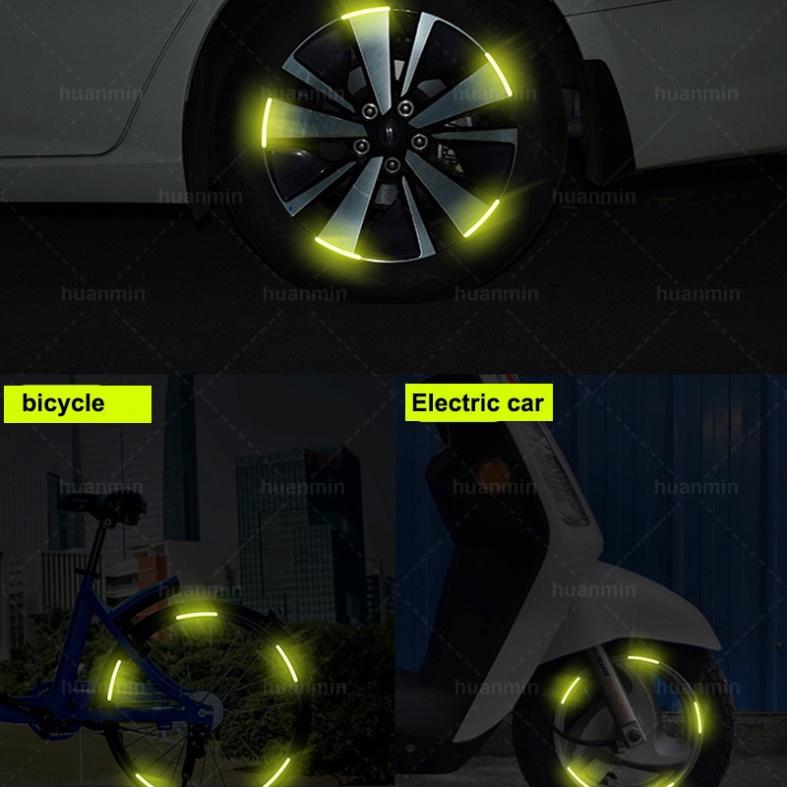 Miếng dán phản quang, phát sáng SPORTS trang trí vành bánh xe màu xanh lá cây cho ô tô, xe máy, xe đạp, phụ kiện xe hơi