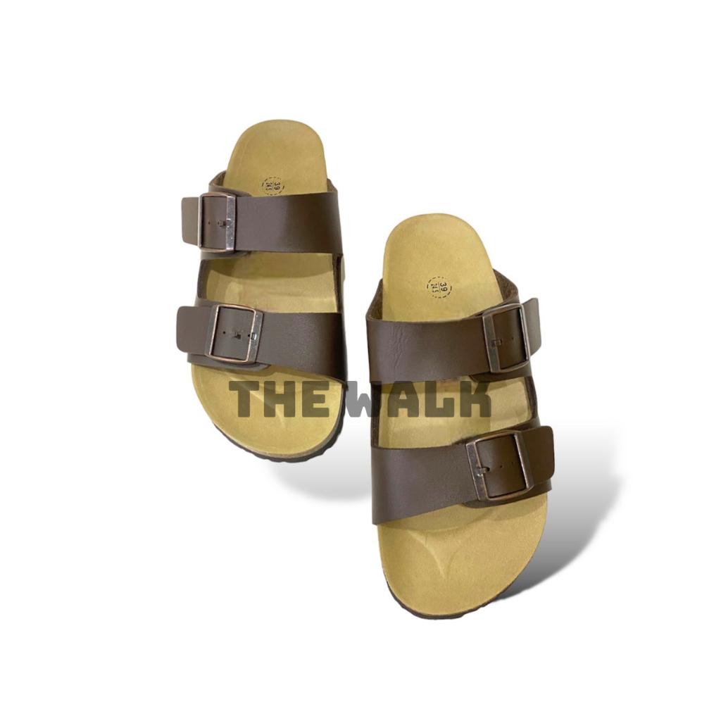 Dép Đế Trấu Da Bò Quai Ngang 2 Khóa Thời Trang Nam Dép Công Sở Khóa Không Rỉ Sét - DH0003