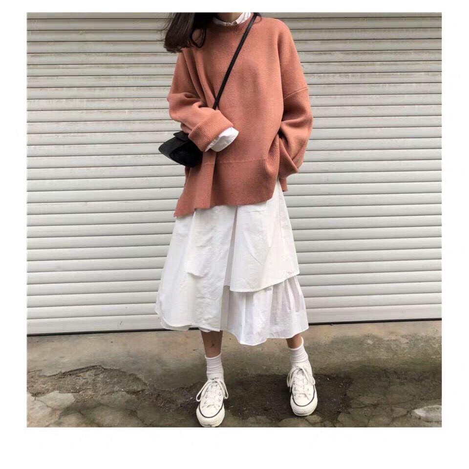 CHÂN VÁY VẠT LỆCH ULZZANG 2 MÀU SIÊU XINH