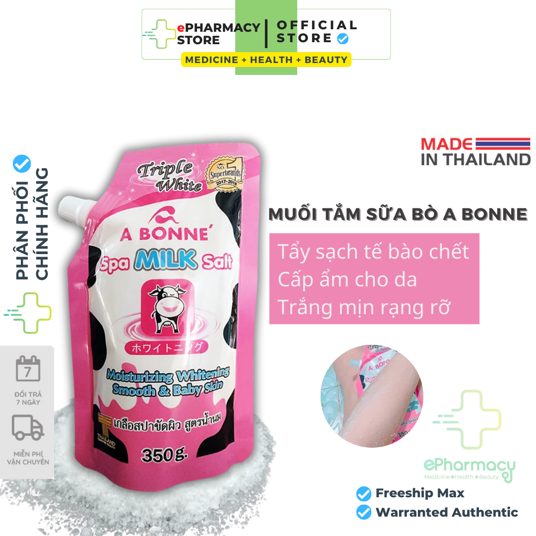 Muối Tắm Sữa Bò ABONNE Triple White Spa Milk Giúp Giảm Mụn Lưng 350g