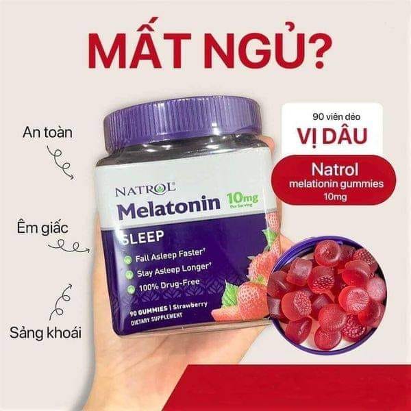 KẸO GIÚP NGỦ NGON NATROL MELATONIN VỊ DÂU 10mg  (Mỹ) ( không xuất hóa đơn đỏ )