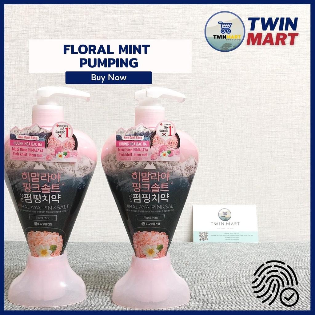 Chai Kem đánh răng Bạc Hà Muối Hồng Himalaya Pink Salt Floral Mint - Ice Calming - Brightening Pumping 285g