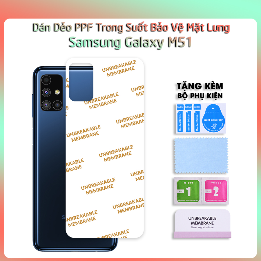 Miếng Dán Dẻo PPF Mặt Lưng Cho Samsung Galaxy M51- Hàng Chính Hãng