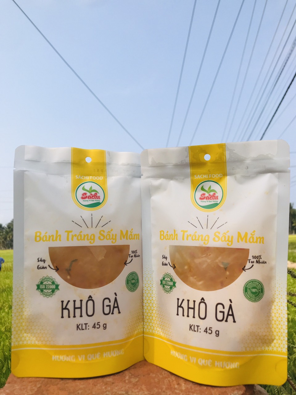 Bánh tráng Sấy mắm khô gà thùng 25 bì