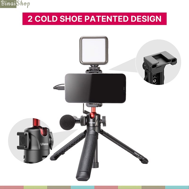 Ulanzi MT-41 - Tripod Mini Cho Điện Thoại, Máy Ảnh, Tải Trọng 1,5Kg, Chiều Cao Tối Đa 45cm- hàng chính hãng