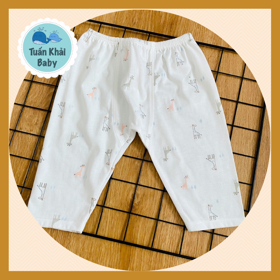 Quần sơ sinh cotton cao cấp CUNCON | Mẫu Quần Dài Họa Tiết rã đáy | Size 1,2,3 cho bé sơ sinh - 9kg