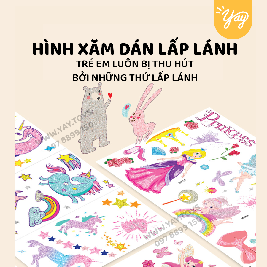 [NHIỀU MẪU] Hình Xăm Dán Tạm Thời Lấp Lánh Cho Trẻ 5+ - Avenir