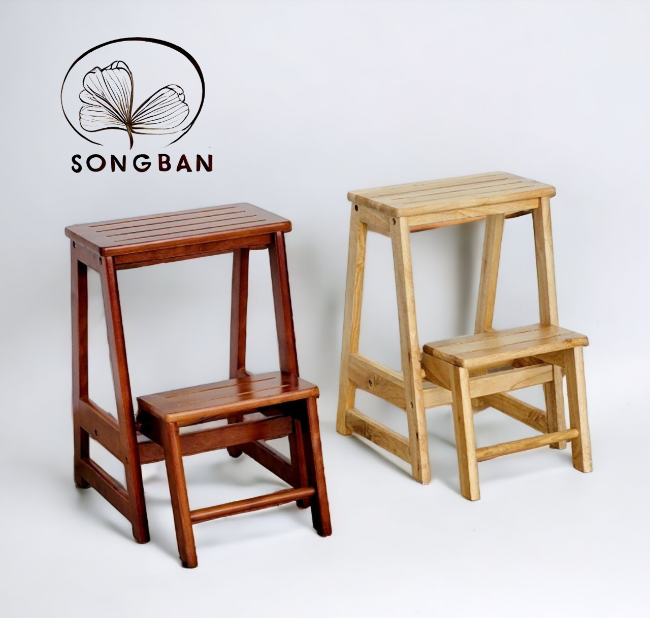 Hình ảnh Ghế Gỗ Cao Su 2 Tầng Cao 54cm Nhiều Màu Thắp Nhang, Rửa Chén, Chăm Sóc Nhà Cửa - Gỗ Song Bản