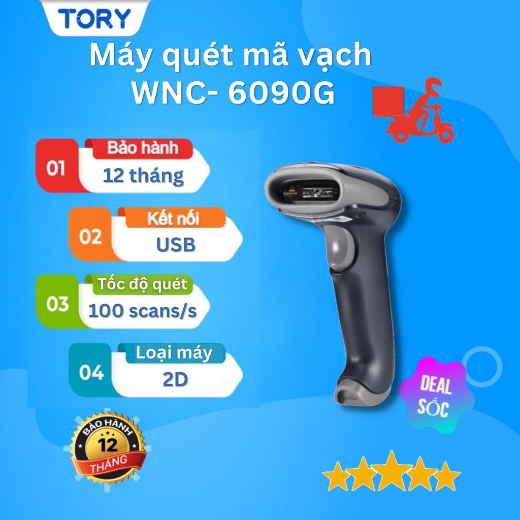 Máy quét mã vạch, máy bắn mã vạch cầm tay WNC-6090G. Kết nối USB, đọc điện thoại, tặng chân đế [HÀNG CHÍNH HÃNG]