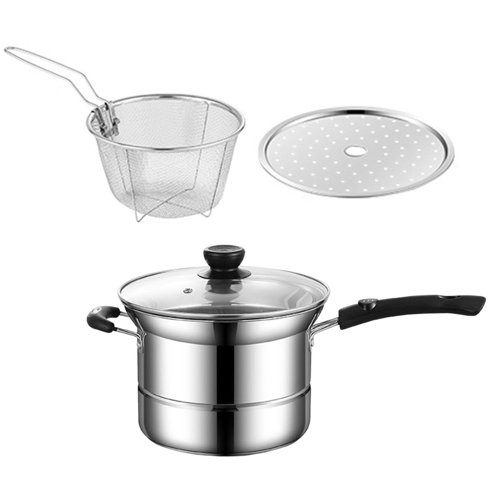 Stainless Steel Sauce Pan, Universal Utensils with Lid Handle Milk Pan Small Pot for Cooking Restaurant Party Indoor Outdoor Dining Room