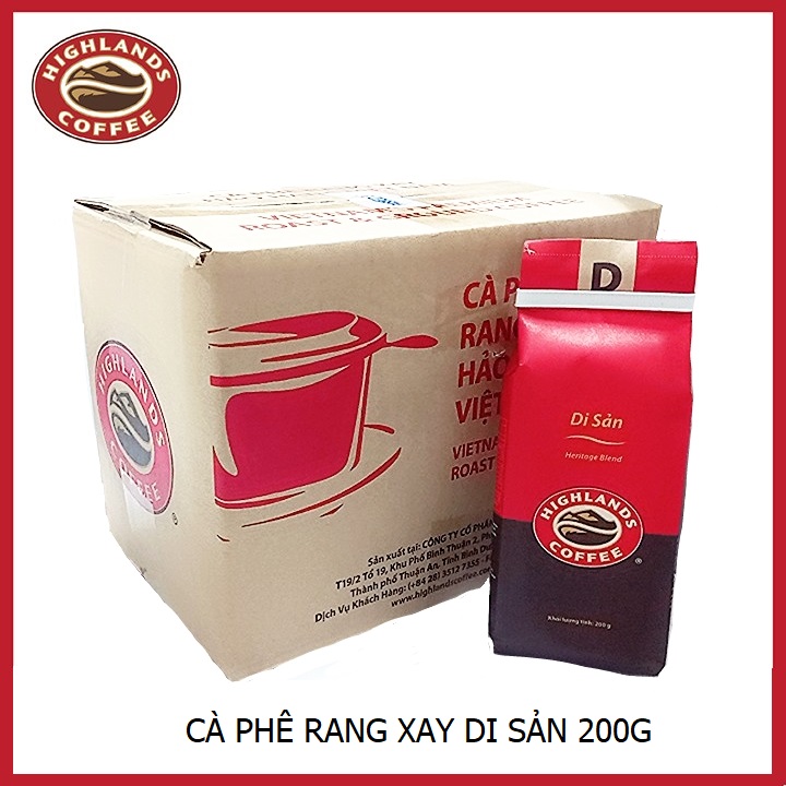 Thùng 12 gói Cà phê Rang xay Di sản Highlands Coffee 200g