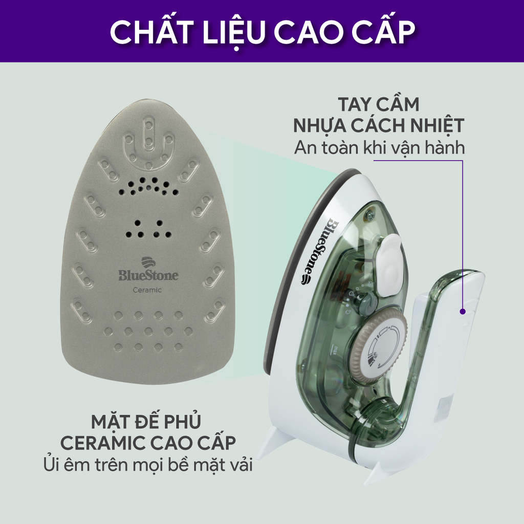 Bàn ủi hơi nước mini BlueStone SIB-3819 (1200W) - thiết kế nhỏ gọn, dễ dàng mang theo và cất giữ - Hàng chính hãng