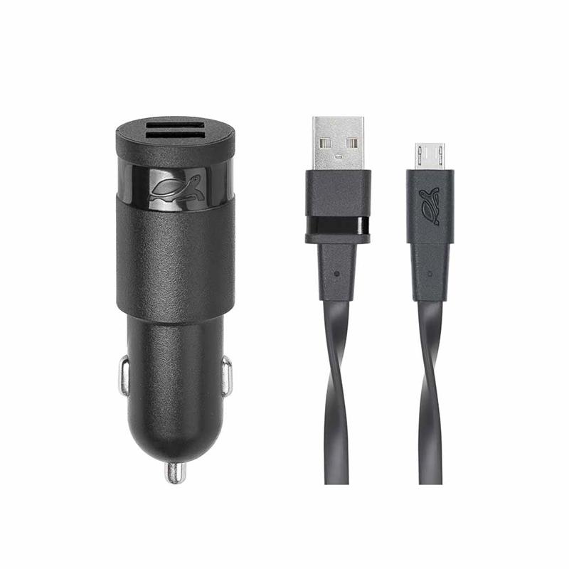 Củ Sạc Dùng Trên Ôtô Rivacase power PS4223 BD1 (2 USB x 3,4 A), Với Cáp Dữ Liệu Micro USB Hàng Chính Hãng