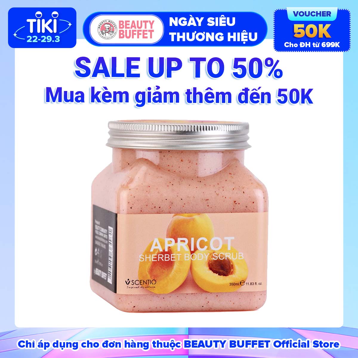 Tẩy Tế Bào Chết Toàn Thân Dưỡng Ẩm Chiết Xuất Quả Mơ Scentio Apricot 350ml