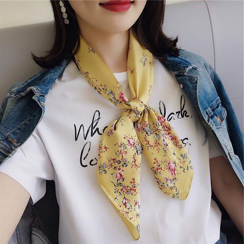 Khăn Lụa Vuông Họa Tiết Hoa Sang Trọng Cao Cấp - Chất Liệu Chiffon - 70x70cm - Mã KL032