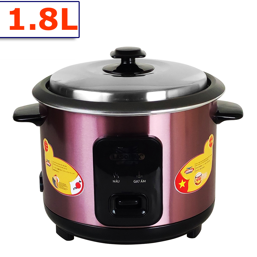 Nồi cơm điện nắp rời 1.8L Ladomax HA-7118 lòng nhôm chống dính, dùng cho 4 - 6 người ăn - Hàng chính hãng