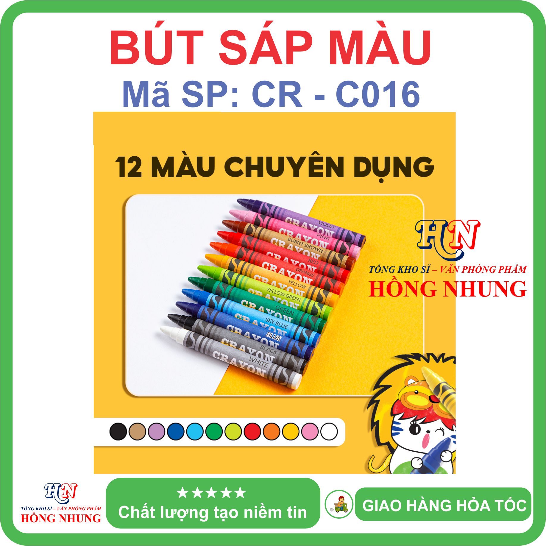 [SALE] Hộp 12 Bút sáp màu Colokit CR-C016, màu mịn, dễ thương, an toàn cho trẻ em.