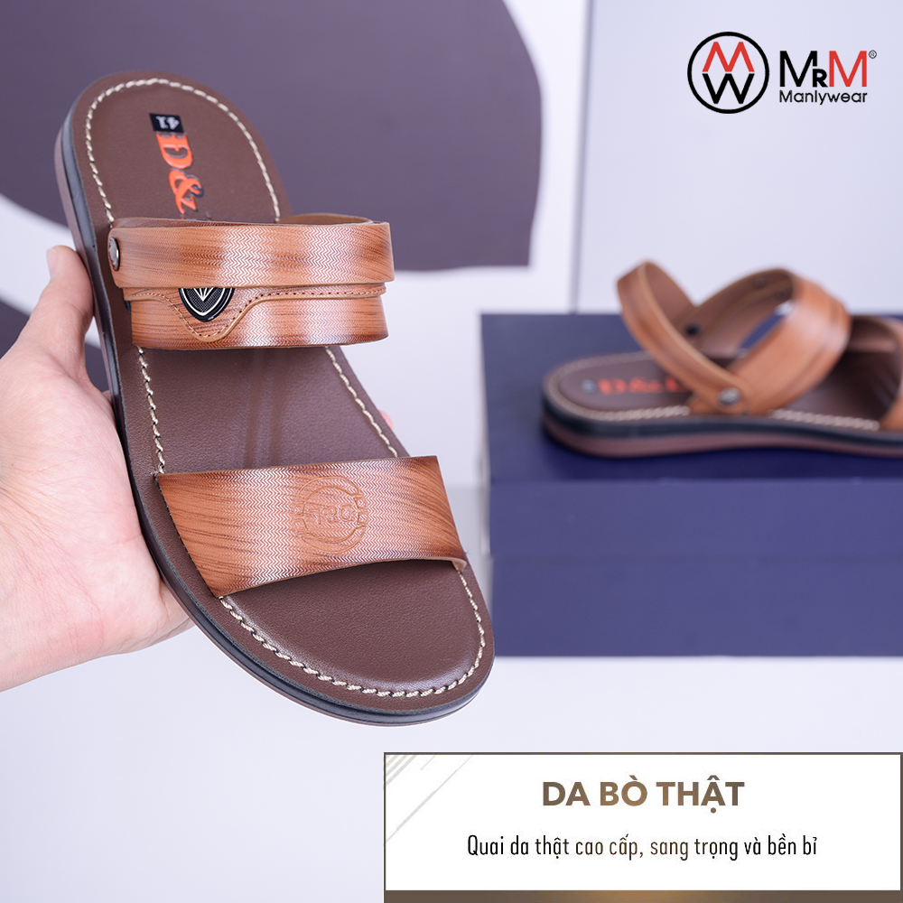 Dép Sandal Nam Da Bò Đế Cao Su Nguyên Khối, Đường May Chắc Chắn, Mềm Mại Êm Chân MRM Manlywear