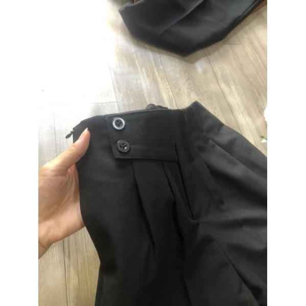 Quần Baggy Nữ Vạt Chéo Khóa Sườn Chất Vải Tuytsi Cao Cấp