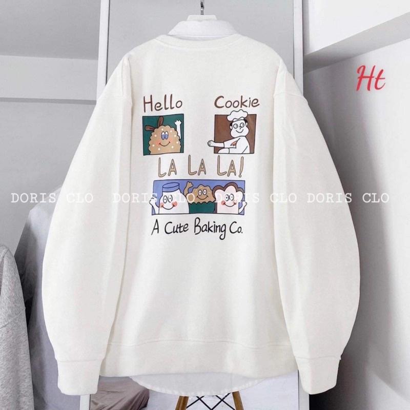 Áo nỉ cổ tròn Cookie bo gấu H2
