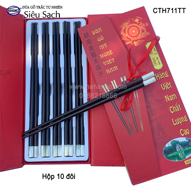Đũa gỗ trắc tròn đầu ốc biển New Zealand Hàng VIP - đũa gỗ tự nhiên siêu sạch - an toàn cho sức khỏe - CTH711TT - Chopstick of HAHANCO