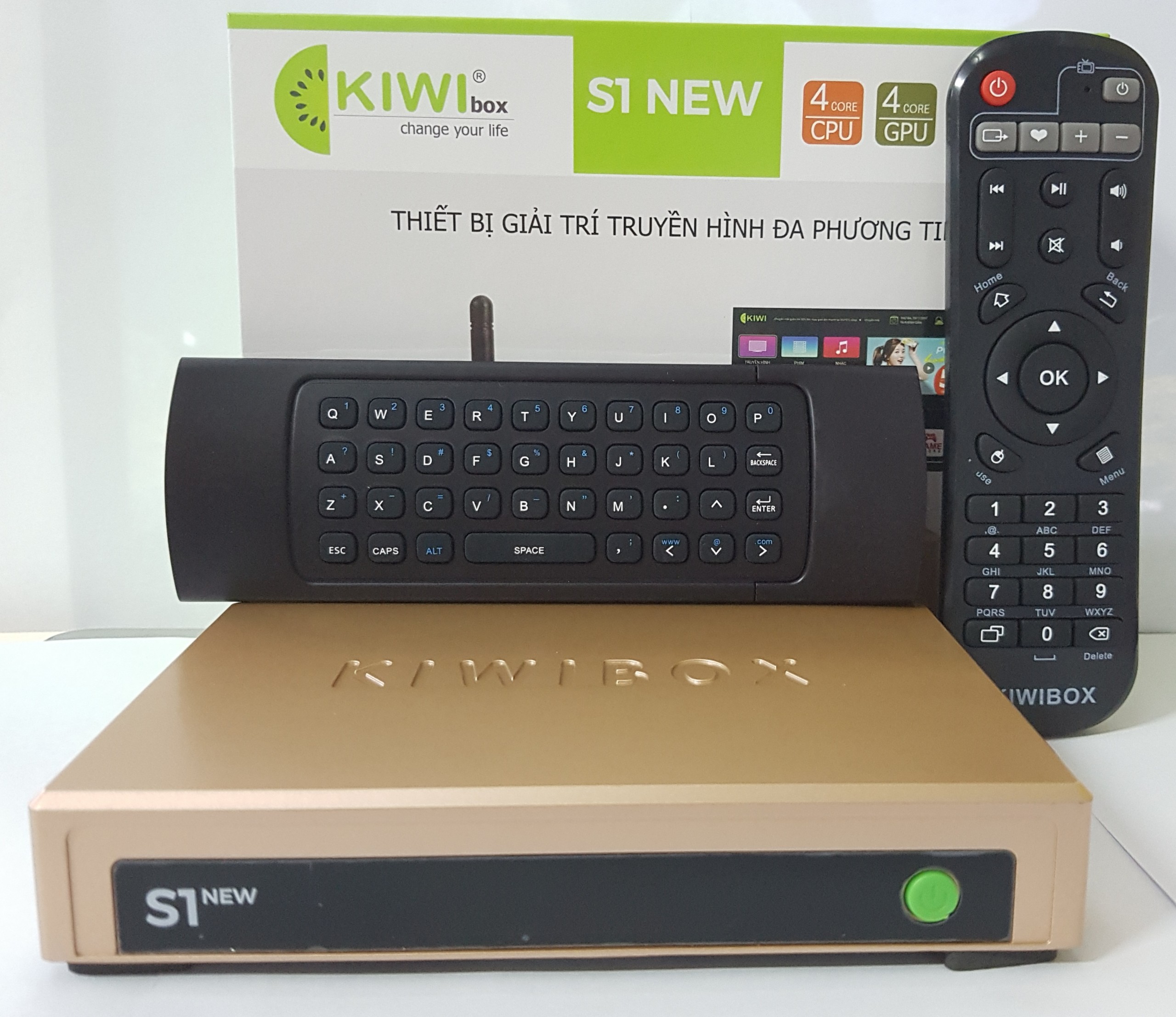 Android Tivi box Kiwi S1 New 2020 TẶNG Điều khiển Bay  đã cập nhập HĐH Android 5.0 hỗ trợ điều khiển giọng nói - Sản phẩm chính hãng