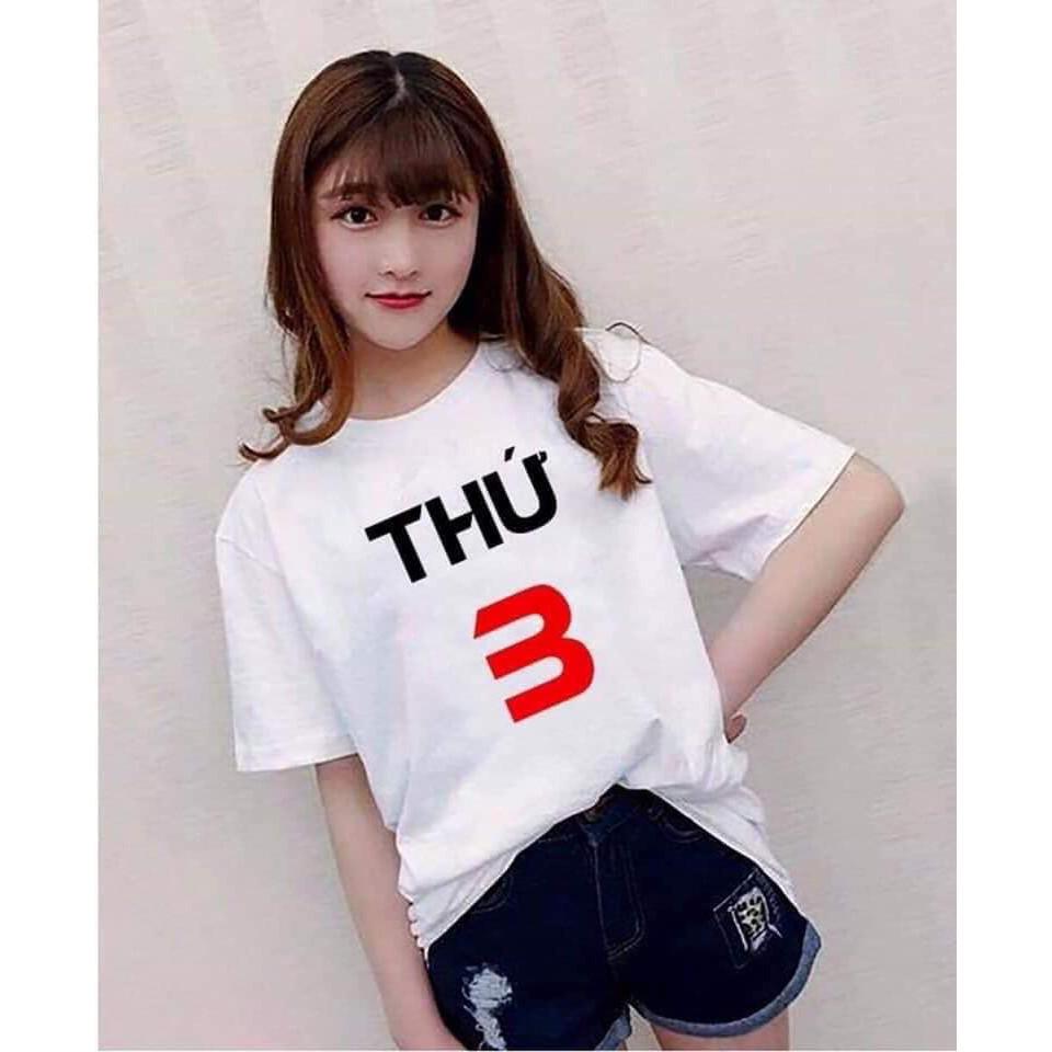 Áo thun nữ Form rộng vải dày mịn bảy thứ trong tuần